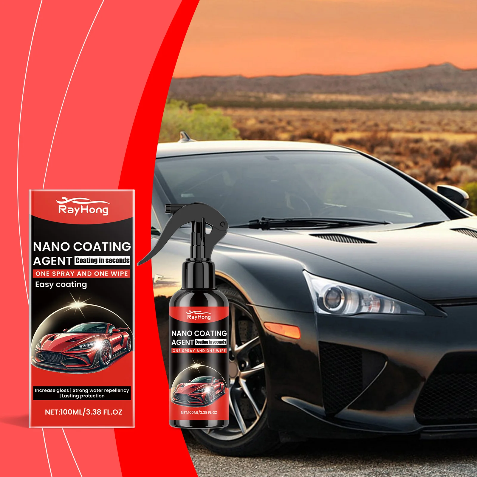 Rayhong New Car Coating Wax Polishing Coating Spray Car Gloos Car Nano Coating Wax