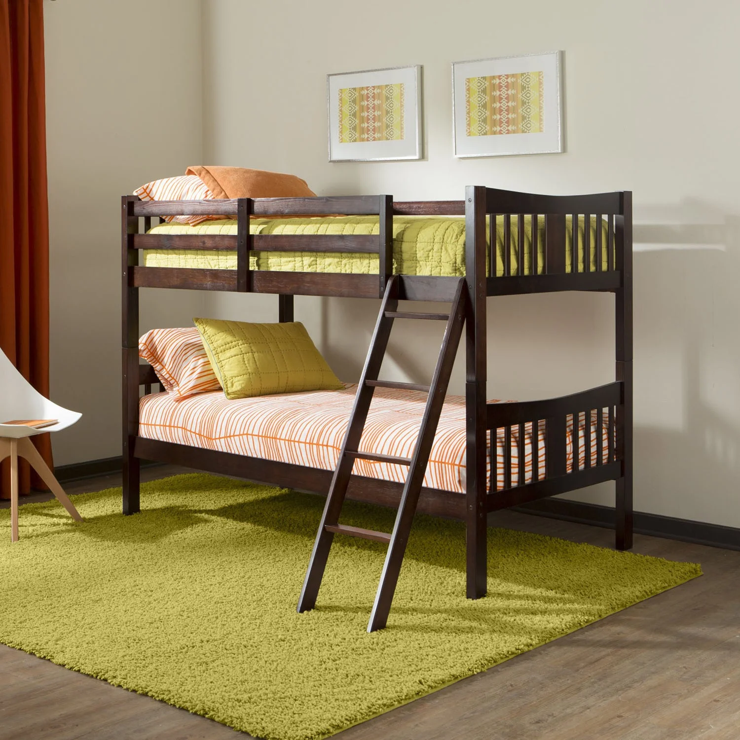 EN747 compact modern pine wood bedroom kid children adult double bunk bed twin bunk bed