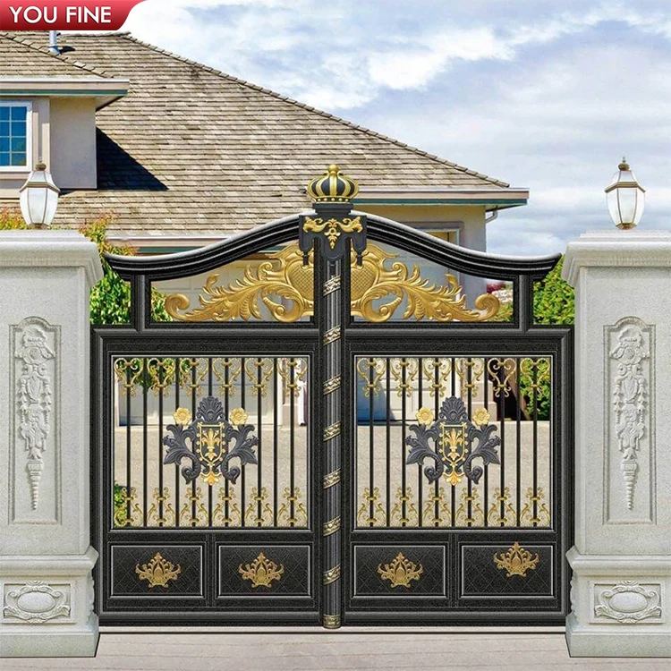 Modern High Quality Main  Grill  Open Double Door Design Wrought Iron Gate From China