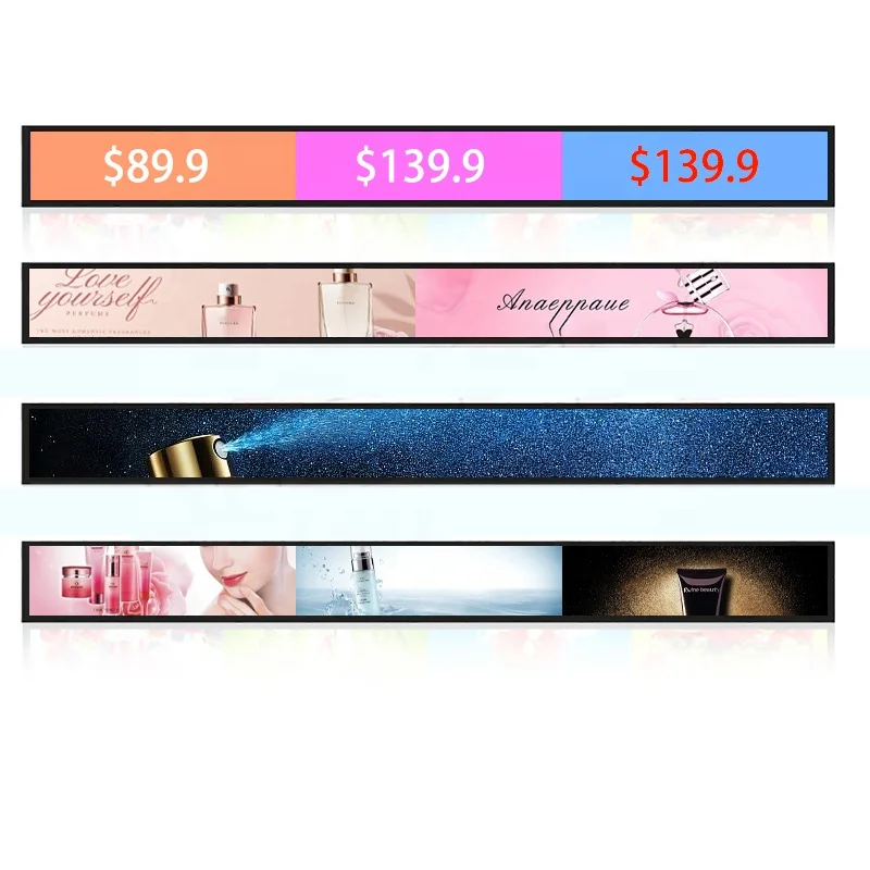 Tvision Customized wide stretched bar lcd display touch screen panel sign android display banner/bar display/bar screen