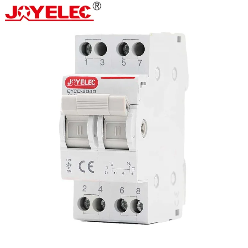 Joyelec переключатель Американская классификация проводов 2р 40A 63A 230/400vac модульный двойной мощность ручного переключения передачи установка на din-рейку