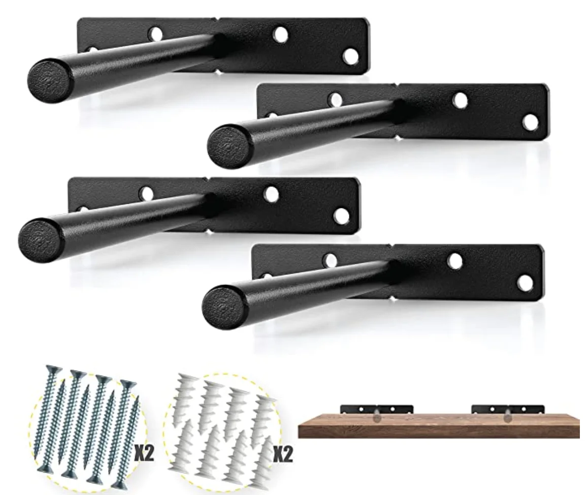 Пользовательские опоры для шеста подвесные черные скрытые из нержавеющей стали регулируемые складные плавающие металлические настенные кронштейны