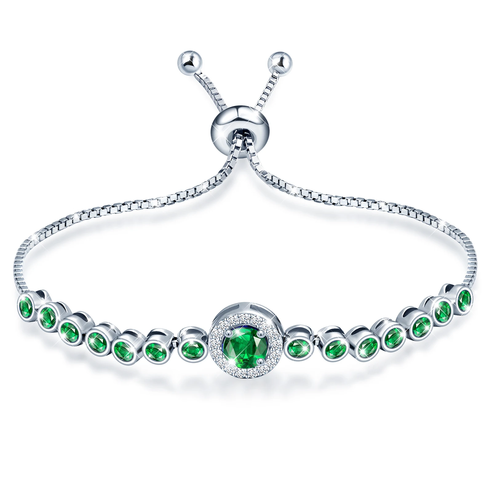 Adjustable 925 sterling silver tennis bracelet with Sparkle Zircorn for women