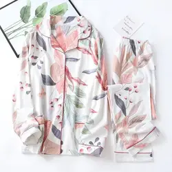 Wholesale Autumn Winter Long Sleeve Cotton Pajamas Women 2 Piece Sets Plus Size Home Clothes Female Homewear Suit Drop Shipping