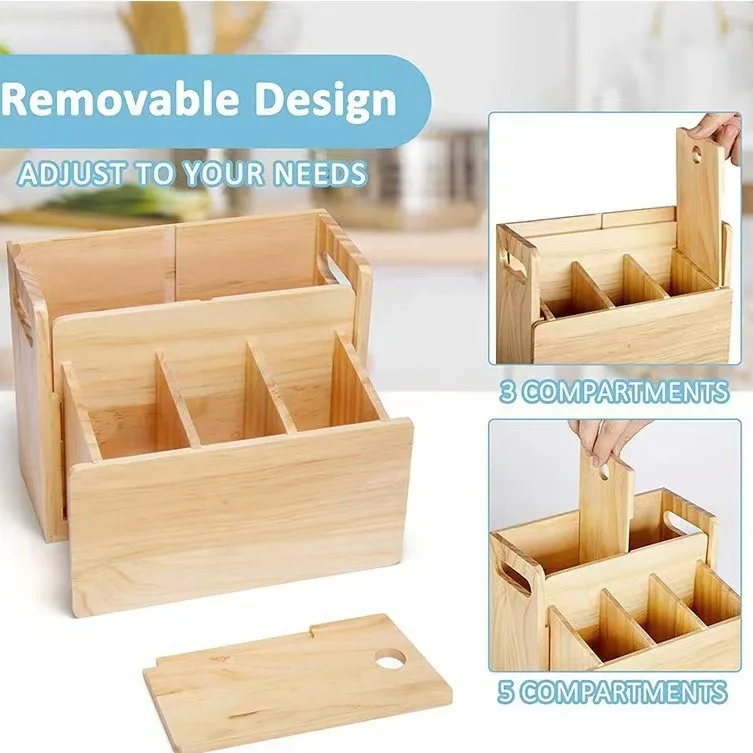 OWNSWING Wood Scalable Cutlery Utensil Holder for Flatware Dinnerware Restaurant Kitchen Utensil Storage Box