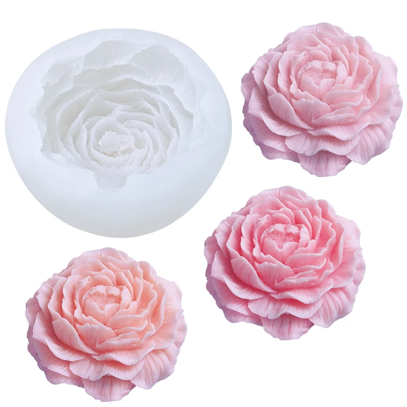 DUMO Peony Candle Molds for candle Making DIY Flower Gypsum Ornament Soap Silicone Mould Candle Tools