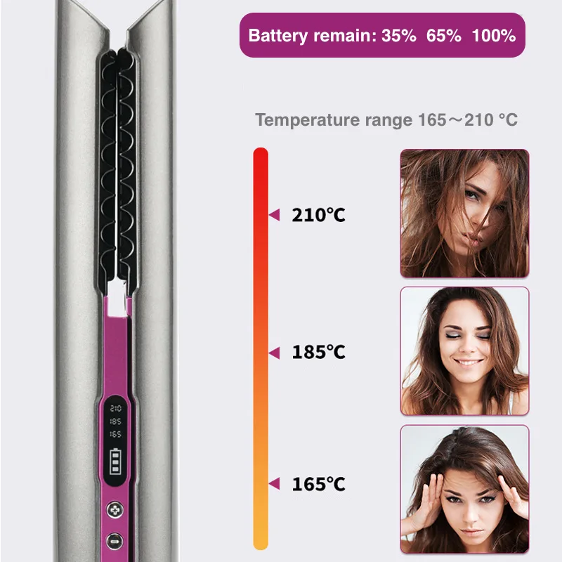 Factory Price 2 In 1 Cordless Hair Straightener And Curler Wireless Flat Iron