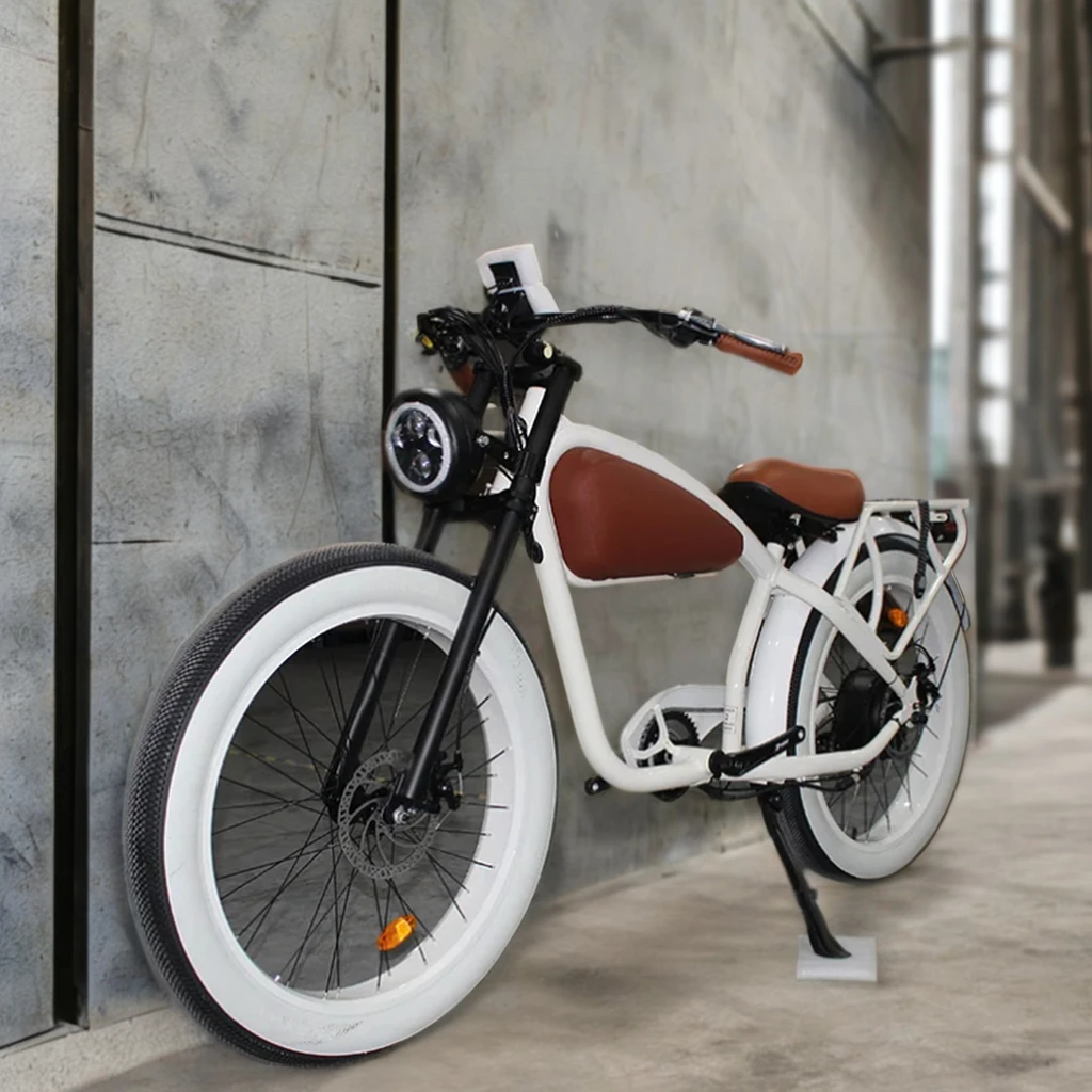 Cafe Racer Ebike Высокая мощность Электрический велосипед 750 Вт Толстая шина 26 '4 0 E ватт пляжный Ретро винтажный электровелосипед с коляской для мужчин