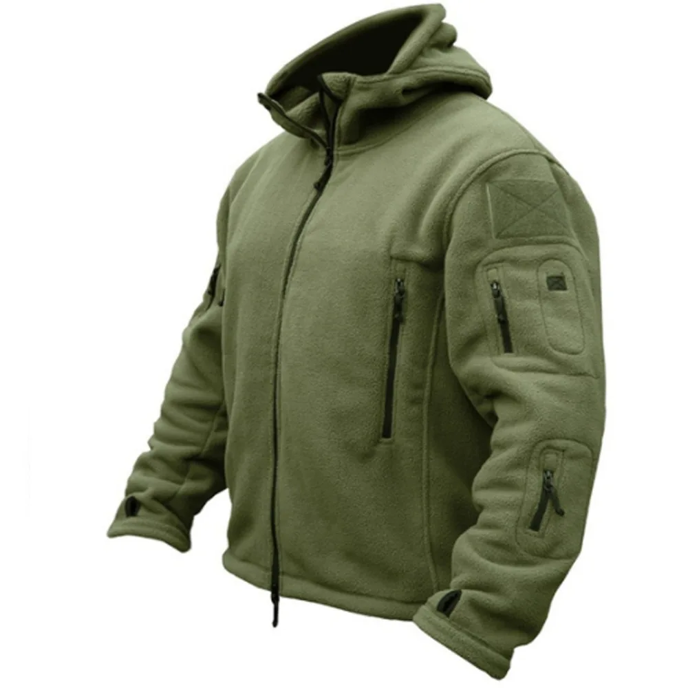 Men Hooded Polar Fleece Sports Hiking Outdoor Windproof Plus Size Men Jackets Camping Clothes