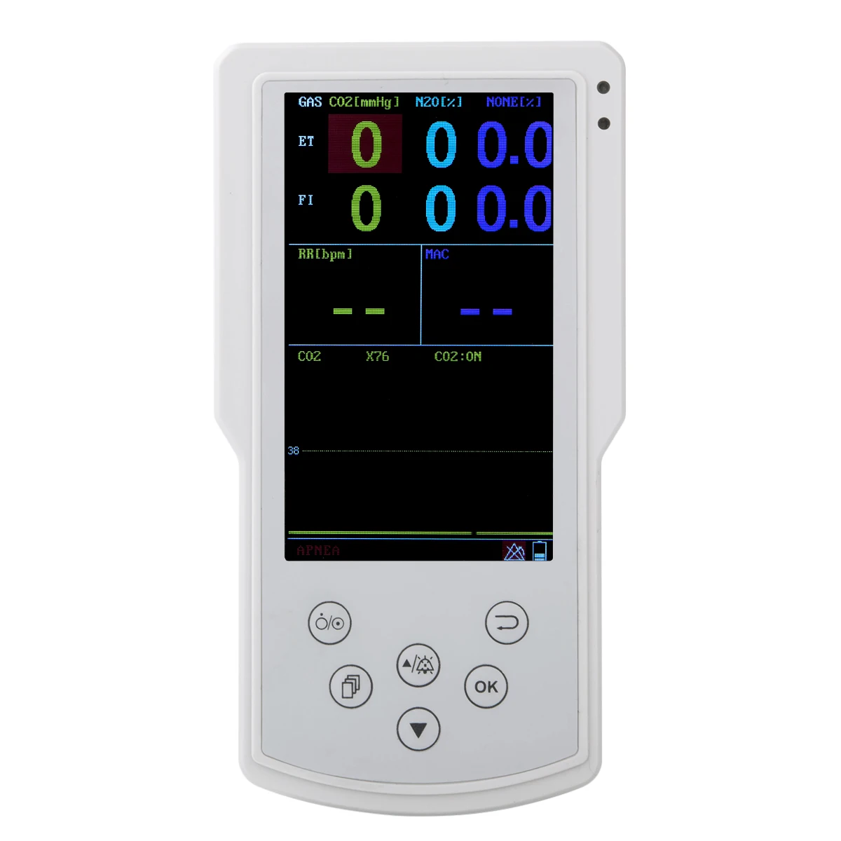 Handheld professional  multi-gas analyzer for EtCO2, FiCO2, RR, EtN2O, FiN2O, EtAA, FiAA