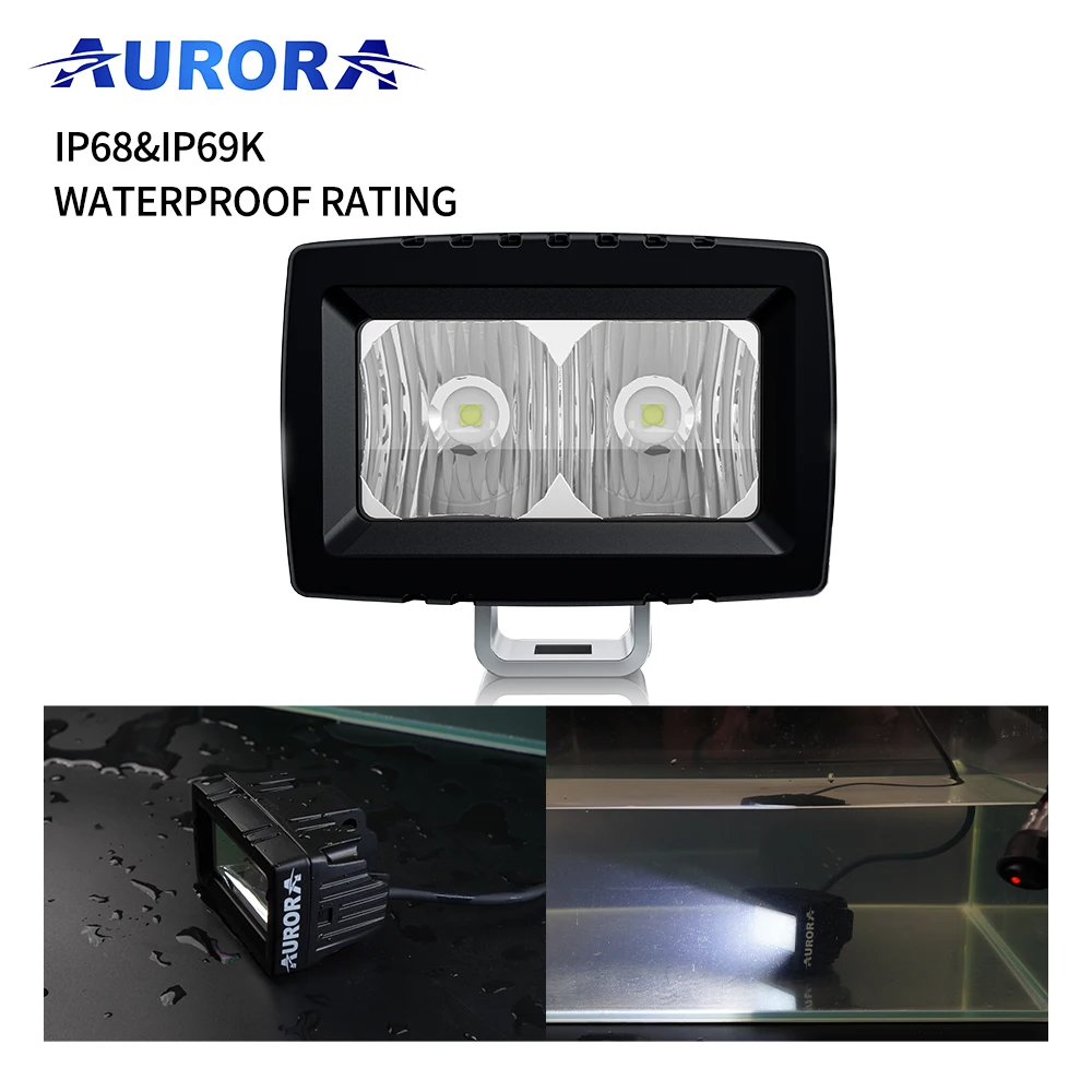AURORA Patent Super Bright Cheap 12V 24V Car 20W Offroad Truck Flood LED Work Light Bar For Car SUV Boat