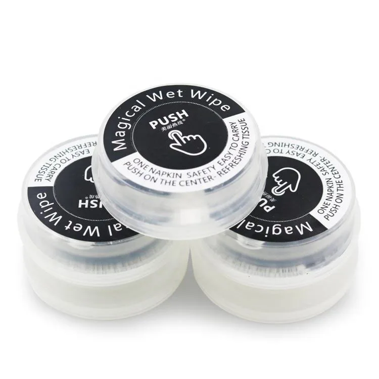 2023 Hot Sales Push Magic Compressed Wet Wipes Capsule Wet Tissues Disposable Tissue