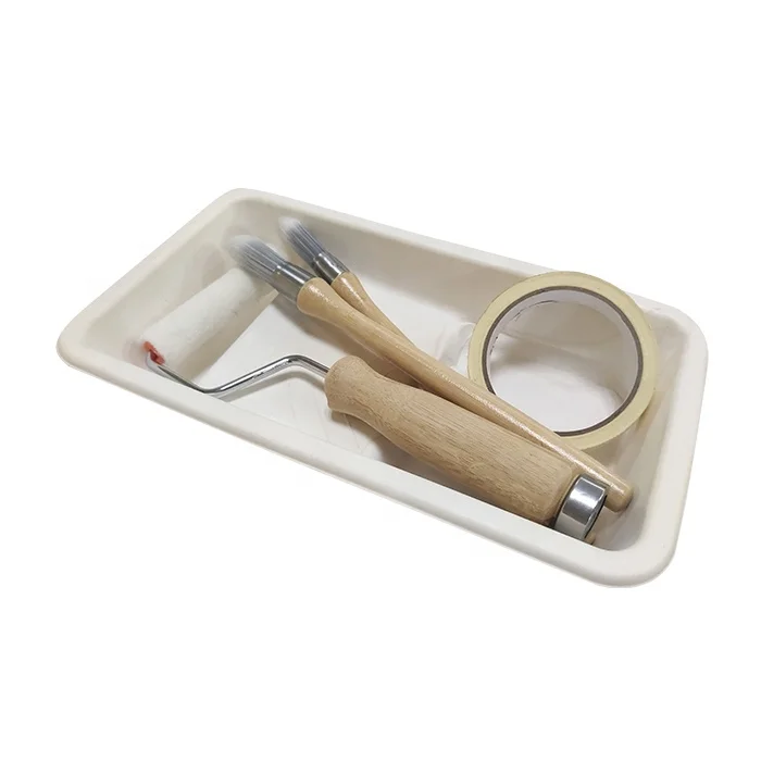 wholesale Interior Paint tools accessories Palette bagasse paper material paint tray set decorative Paint roller brushes