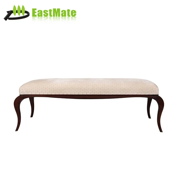 Hotel furniture bedroom solid wood frame upholstered bed end bolster bench