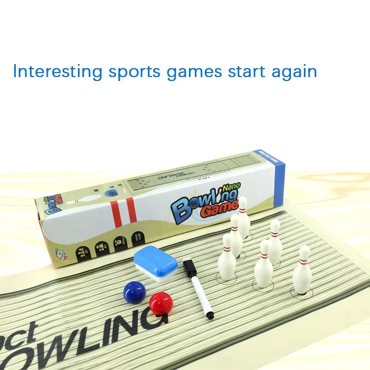 Adults and kids team bowing board game and table top curling game