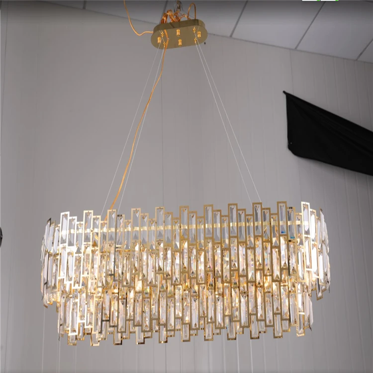 Home Decorative Luxury Gold Frame Pendant Light Modern Empire k9 Crystal Chandelier For Living Room Bedroom