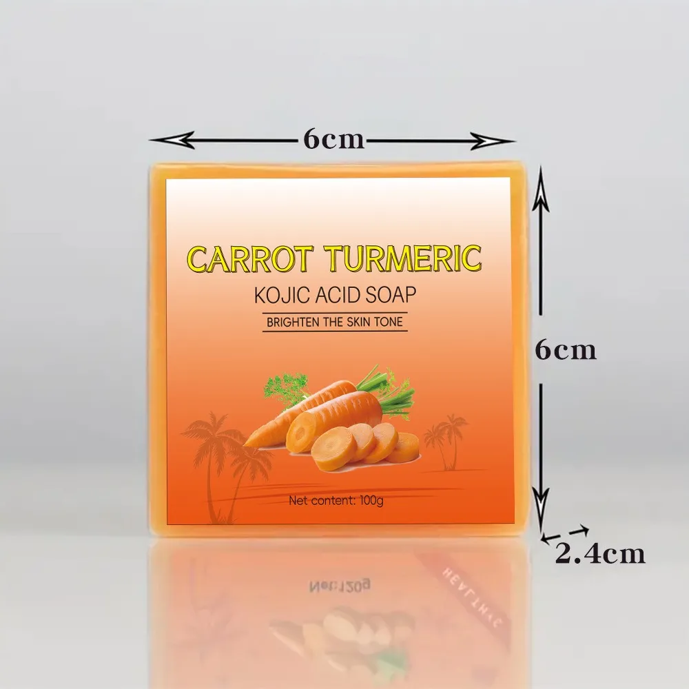 Custom Logo Private Label 100g Natural Carrot Turmeric Kojic Acid Handmade Bath Soap Bar Moisturizing and nourishing skin