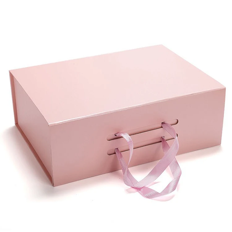 shoe packaging storage magnetic  foldable gift box with ribbon