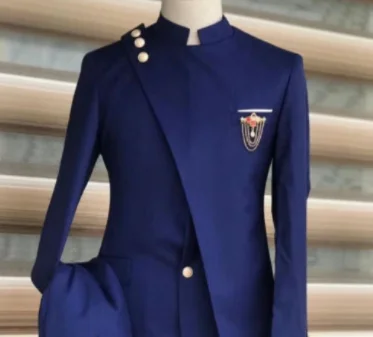 XXS-7XL повседневные мужские костюмы со стоячим воротником мужской костюм для выпускного вечера свадебное платье в стиле смокинга жениха Зауженный блейзер комплект из 2 предметов куртка + штаны