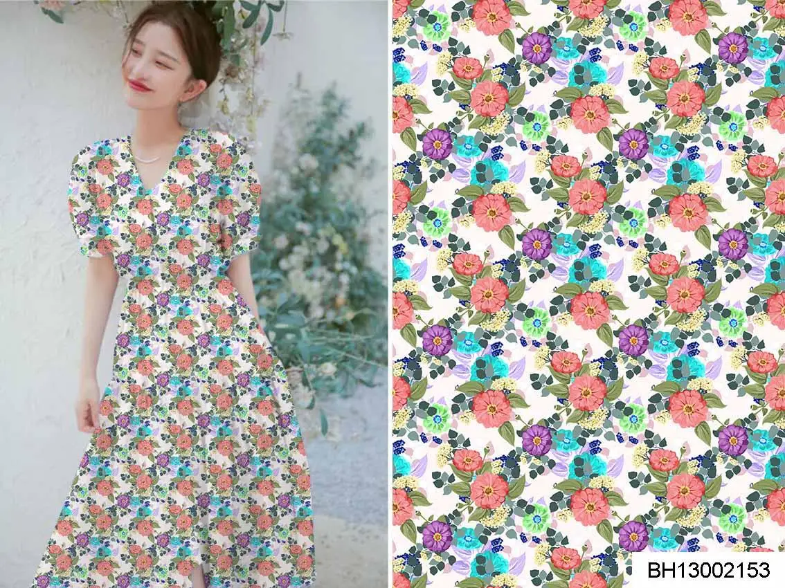 Wholesale Custom Floral Satin 100% Cotton Woven Fabric Roll Textile Cotton Shirting Fabrics