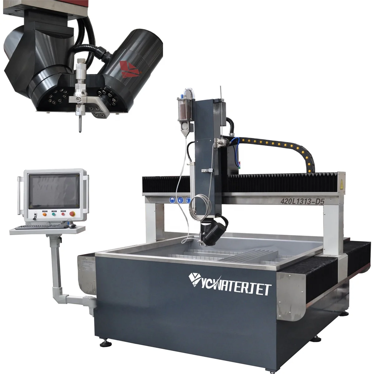 YC CNC 5axis industrial water jet cutting solutions machine cutting granite marble tiles