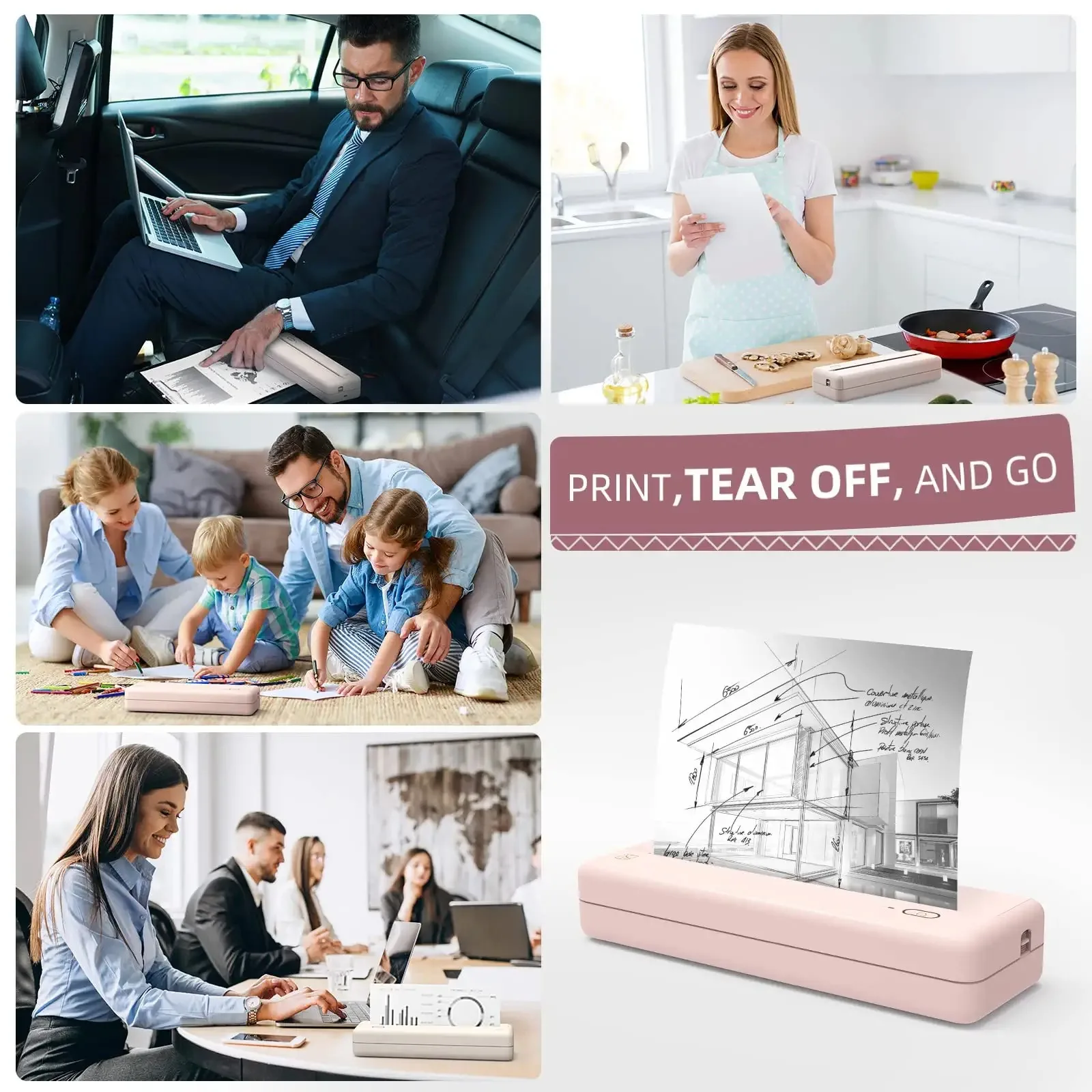 HPRT MT810 Portable A4 Paper Printer Mini Inkless Wireless Bluetooth Thermal Printer for Phone Photo Document