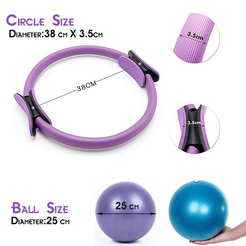 
2PCS Pilates Magic Circle Yoga Ball&Ring For Muscle Exercise Pilates Combination Fitness Kinetic Resistance Gym Workout Circle 