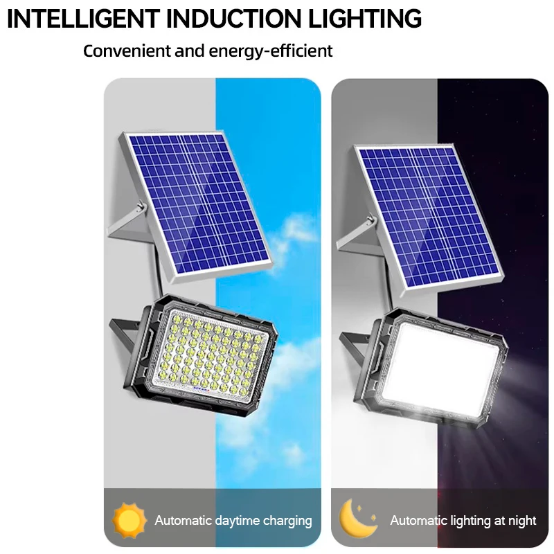 Dawn Outdoor Flood Light Projector 50w 100w 200w 300w LED Cob Remote Controlled IP65 Yard Adjustable Solar Flood Light