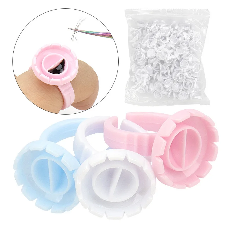 100 Pcs/Pack Wholesale Price Grafting False Eyelash Glue Fan Cup Rings Holder Eyelash Extension Tools Lash Supplies