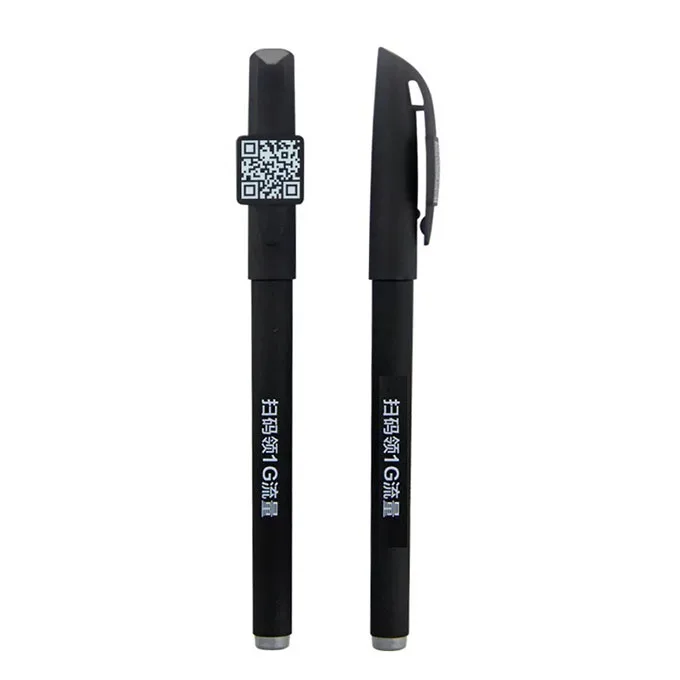 black rubber coated promotional gel pen customise logo printed souvenir with clip