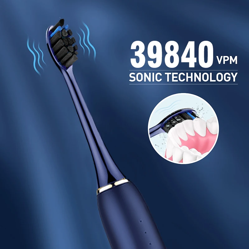 3D TouchSmart Adult Electric Toothbrush Set Wireless Charging Sonic Toothbrush 4 Brush Heads with Travel Case