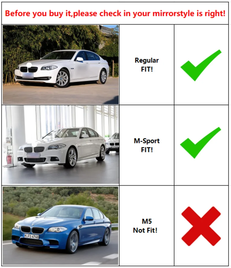 Mirror Cover For BMW 5 Series F10 F11 2011-2013 ABS Gross Black Rearview Mirror Cover