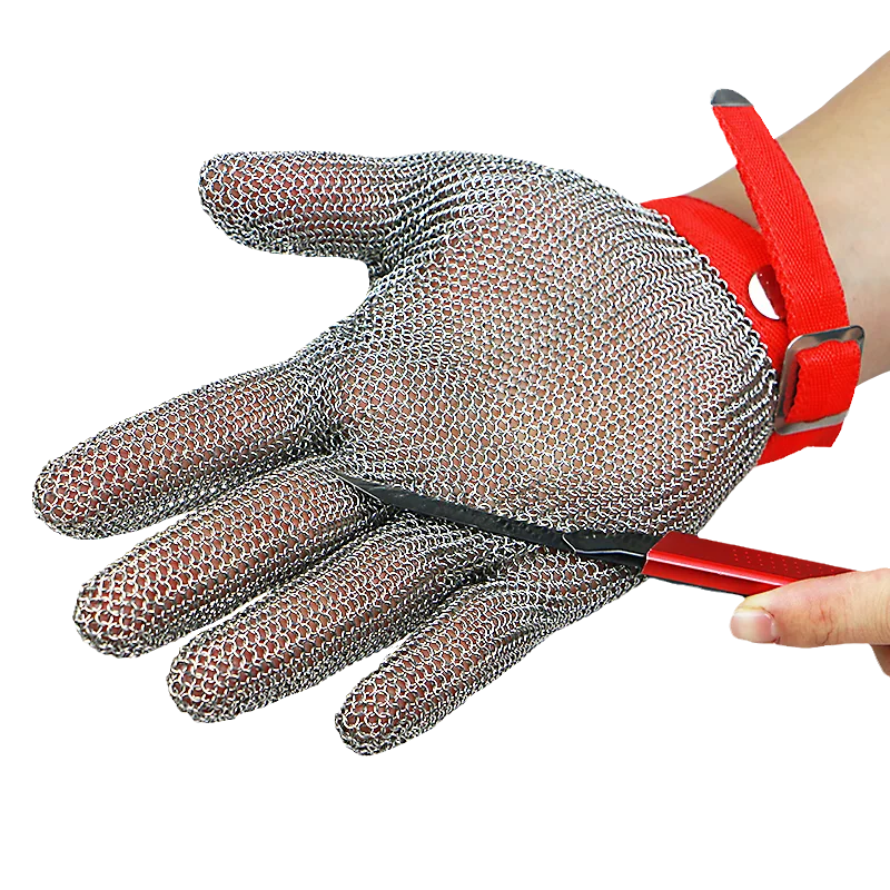Guante Carnicero Oyster Ring Chain Mail Metal Mesh Food Grade Kitchen Butcher Cut Resistant Work Safety Stainless Steel Gloves