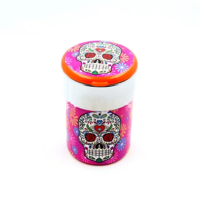 Portable custom printing plastic holder cup storage skull led electronic smell wind proof cigar ashtray with cover for car