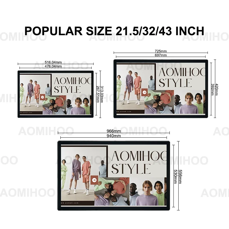 CMS Controlled Wall Mounted Advertising Boards With Touch Screen