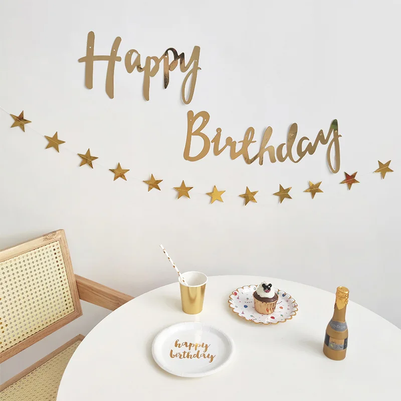 Glitter Star Garland Banner Decor Bright Star Hanging Bunting Banner Backdrop for New Year Graduation Wedding Birthday Party