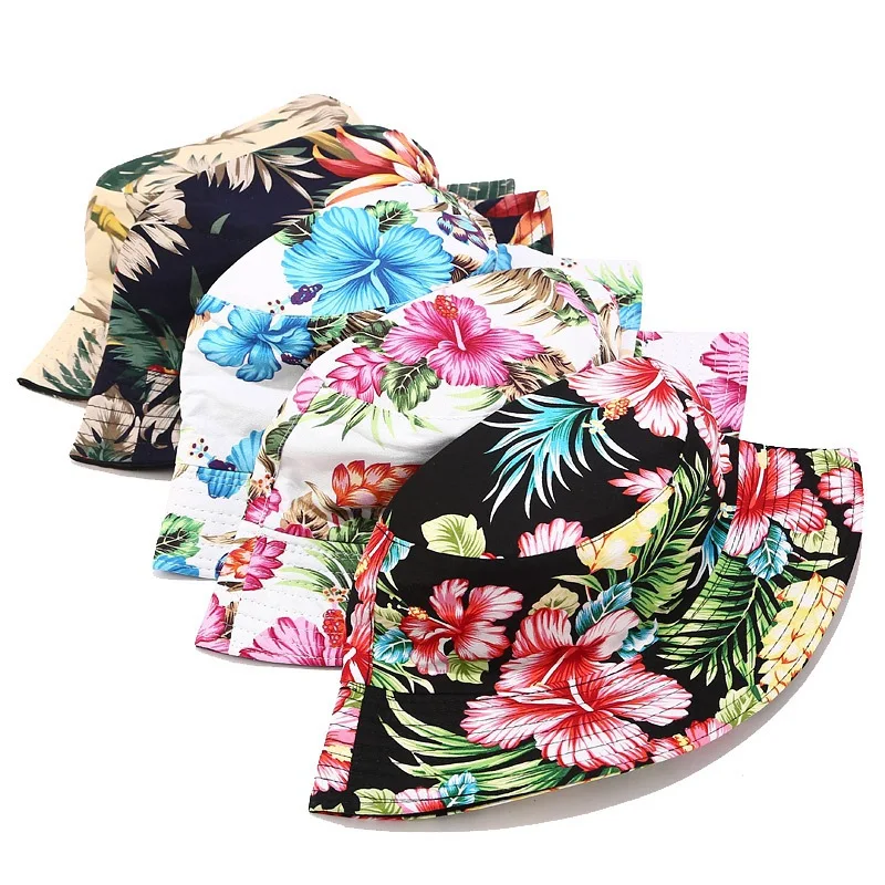 Manufacturers Summer Vintage Flower Printed  Cotton Washed Reversible Uv Protection Women Fisherman Hat  Bucket Hats