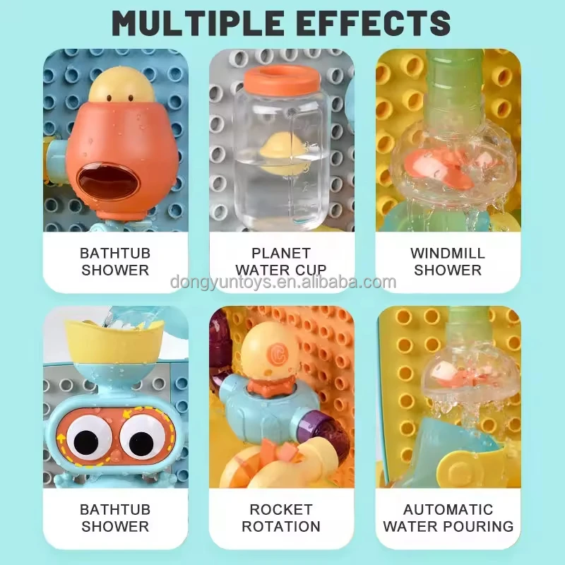 Slide Waterfall Track Stick toddler Robot bath toys with Bath Cups Wheels Water Ball bathtub toys for Kids Bath Toys Set