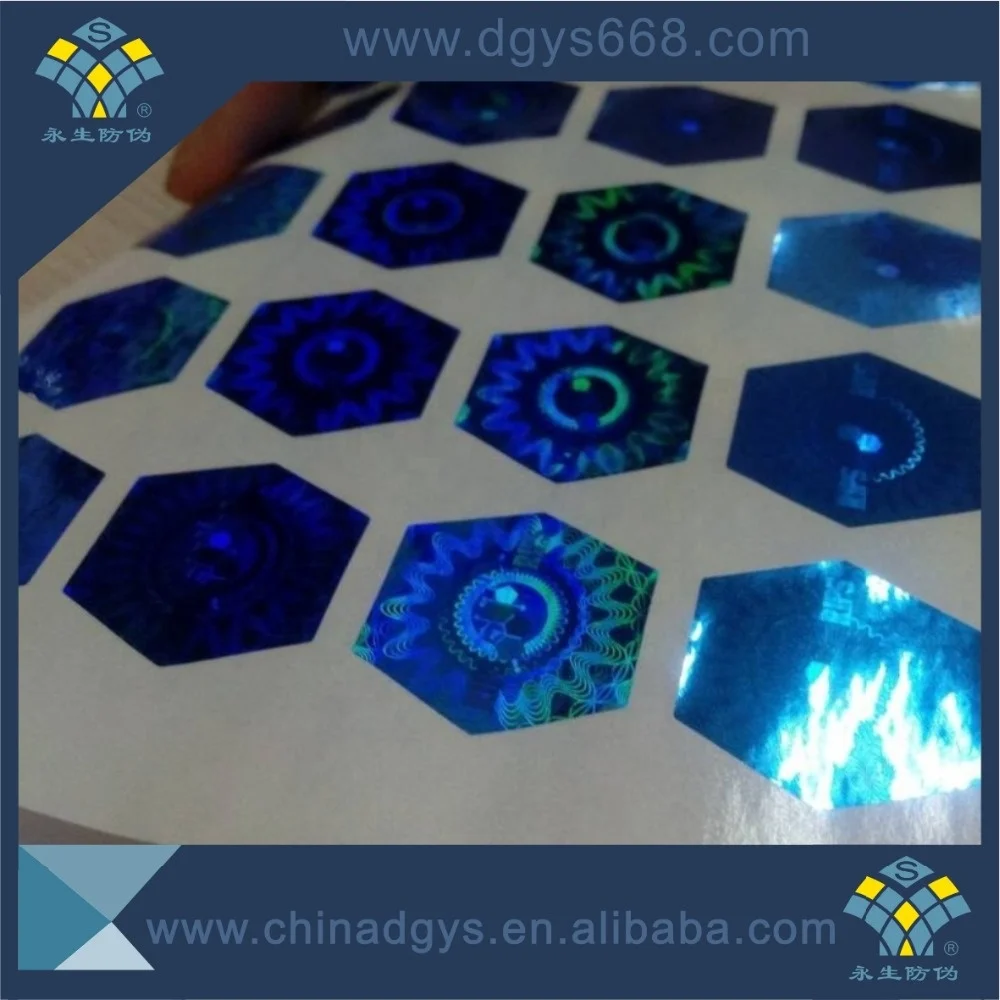Custom shape micro text design security seal label hologram sticker