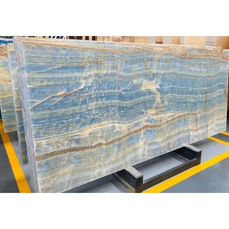 Natural Gold Blue Onyx Marble Slabs Luxury Blue Onyx Marble for Indoor Background Wall Decor