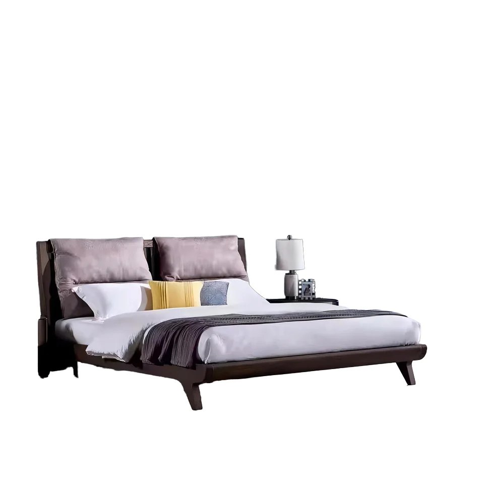 Italian Luxury Double Bed Up-Holstered Wooden Oak Bedroom Furniture