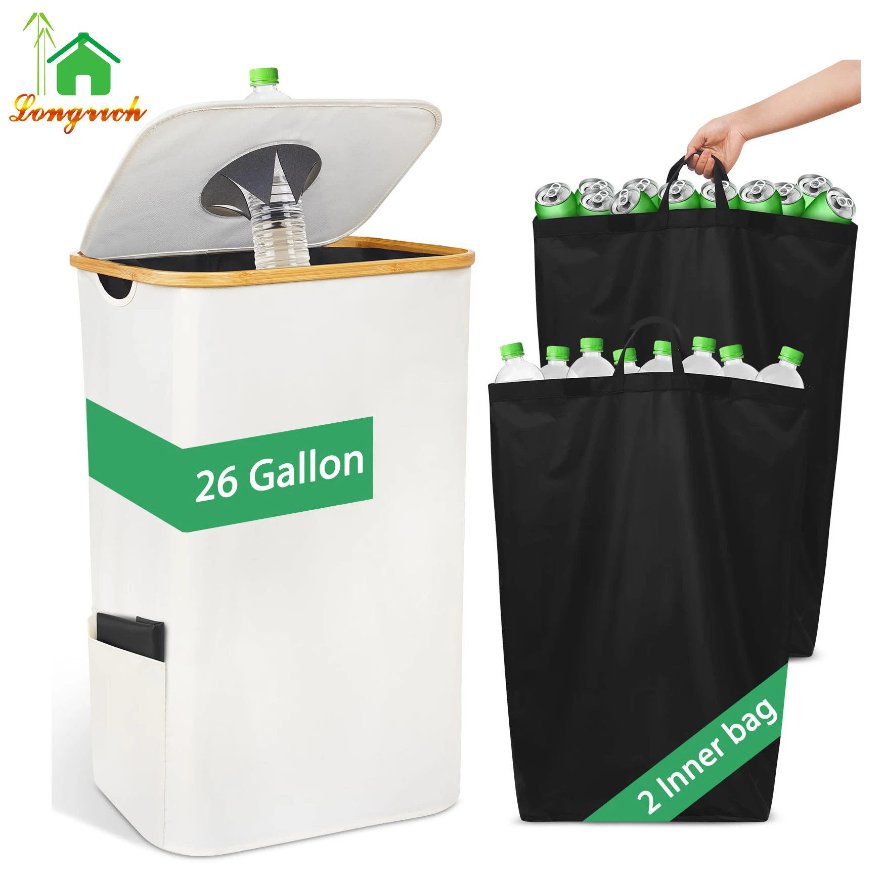 Deposit Bottle Storage Basket Bottle Collection Container with Lid Foldable Collection Container