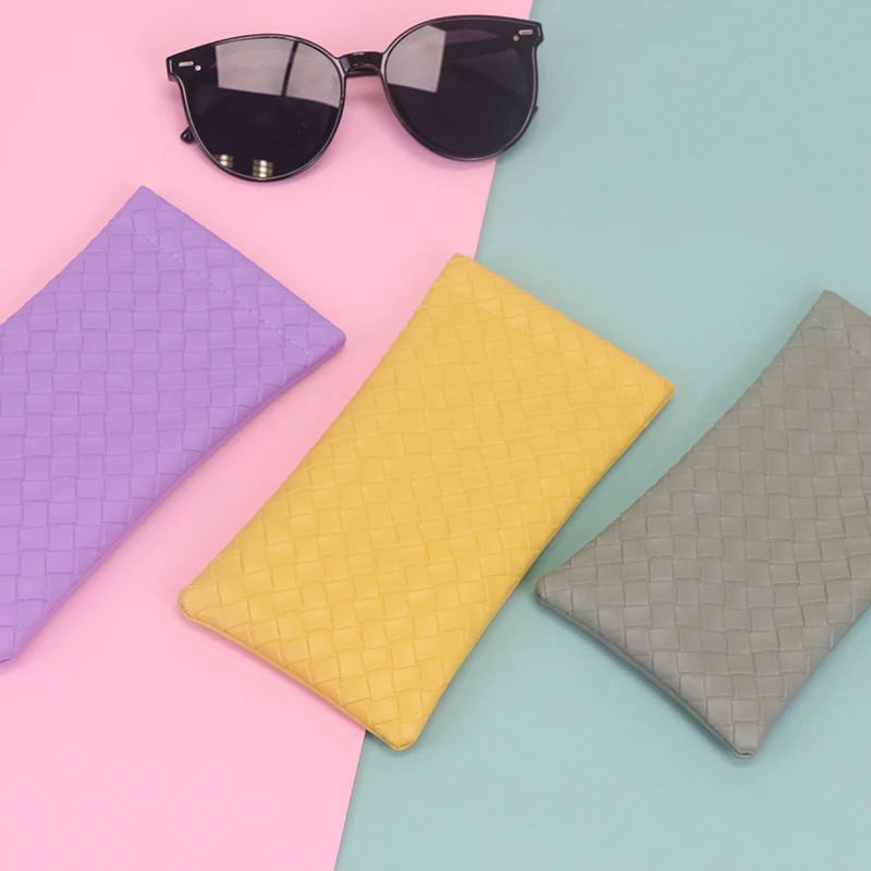 New Case Pouch Leather Eyeglasses Faux Suede Eyeglasees Packaging Bag With Flap Pouches For Sunglasses
