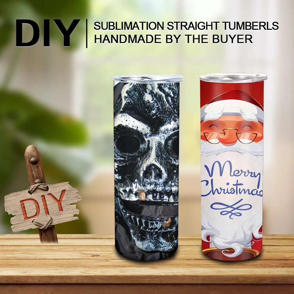 us warehouse Double Wall 15oz 20oz 30oz stainless steel sublimation blanks skinny tumbler straight with straw