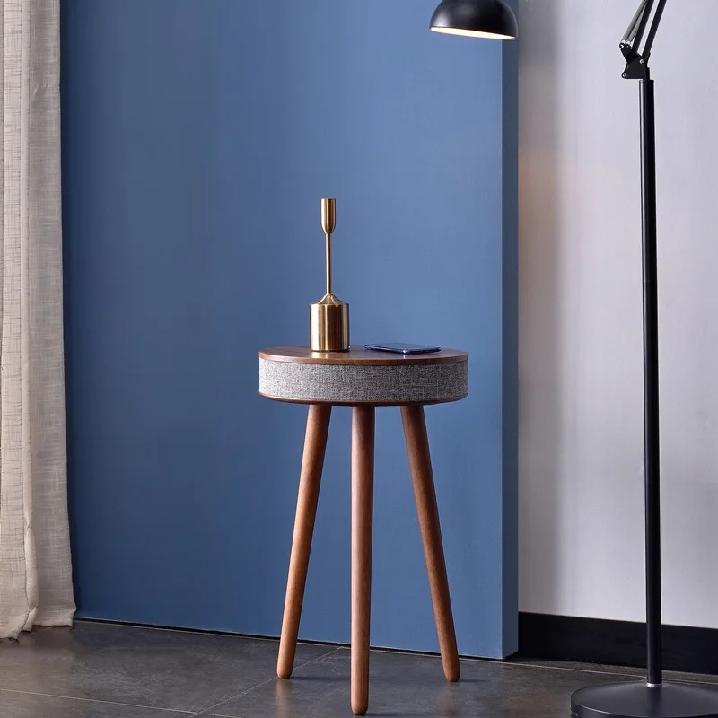 modern Smart furniture wireless charging side table smart coffee table speaker 360 degree surround sound wooden