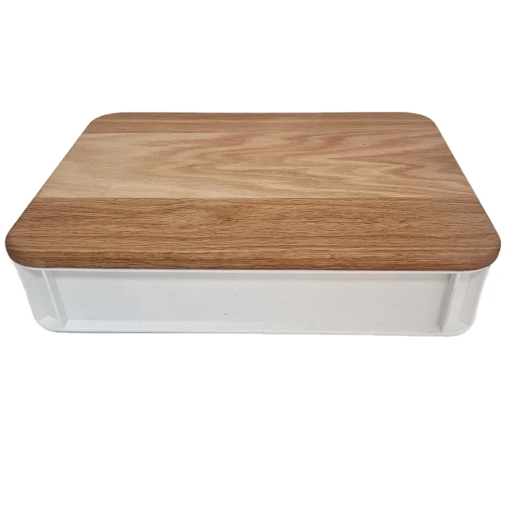 16*12*3inch Plastic Polypropylene PP White Stackable Bakery Dough Proofing  Container Pizza Teig Box Dough box with bamboo lid