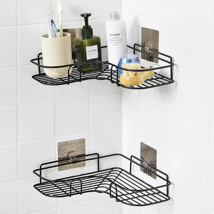 Wholesale Price Removable Wall Mounted Stainless Steel Adhesive Bathroom Shower Storage Rack