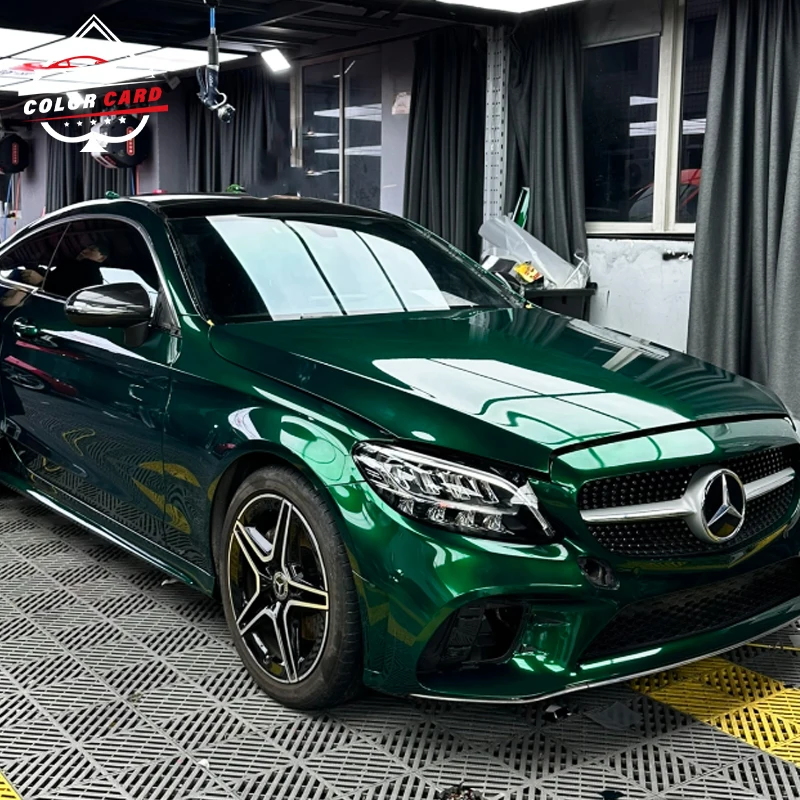 Glossy PET Liquid Metal Agate Green Car Body Decoration Sticker Car Wrap Vinyl Gloss Metallic Green color changing film