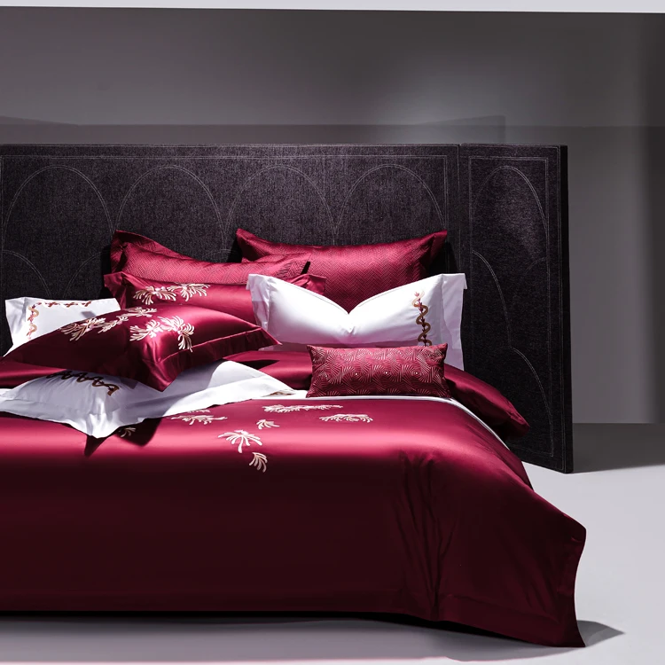 Red bed sheets 100% long-staple Cotton Set Factory Bedsheets Wholesale Embroider Bed Sheet Set Luxury