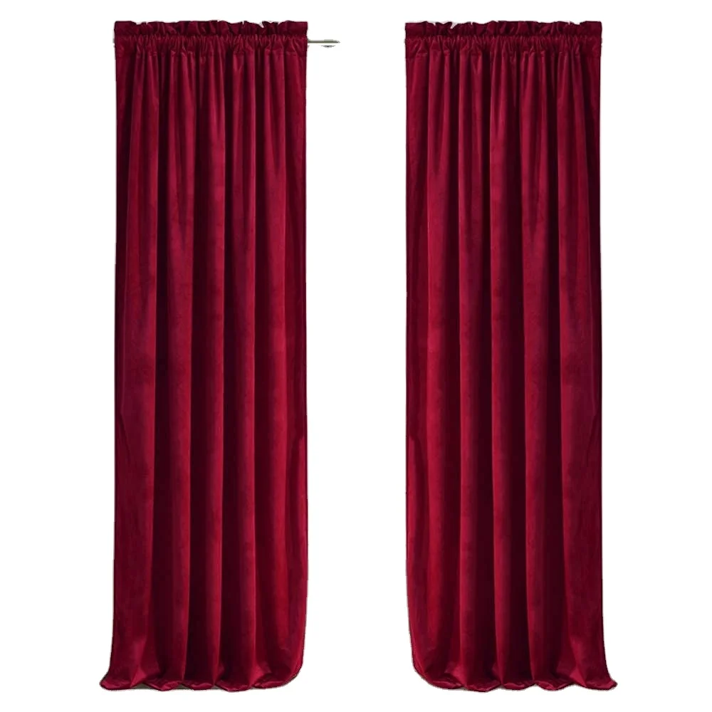 BCK088 Velvet Curtains for Bedroom Window Light Filtering Drapes for Living Room Darkening Soundproof Thermal Curtain Rod Pocket